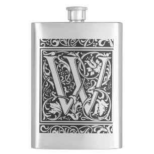 Letter W Middeleeuwse Monogram Art Nouveau Heupfles