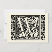 Letter W Middeleeuwse Monogram Art Nouveau Kaart (Voorkant)