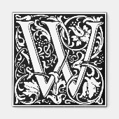 Letter W Middeleeuwse Monogram Art Nouveau Magneet (Voorkant)