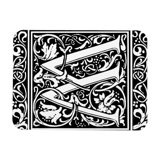 Letter W Middeleeuwse Monogram Art Nouveau Magneet (Horizontaal)