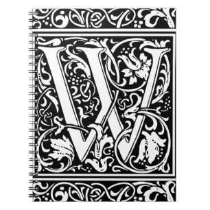 Letter W Middeleeuwse Monogram Art Nouveau Notitieboek
