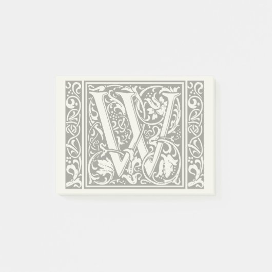 Letter W Middeleeuwse Monogram Art Nouveau Post-it® Notes (Voorkant)