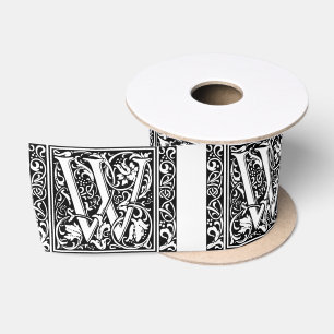 Letter W Middeleeuwse Monogram Art Nouveau Satijnen Lint