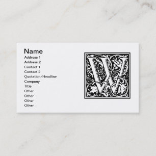 Letter W Middeleeuwse Monogram Art Nouveau Visitekaartje