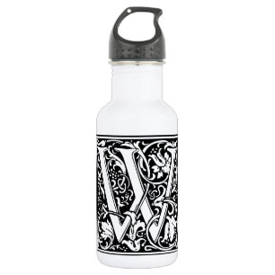 Letter W Middeleeuwse Monogram Art Nouveau Waterfles