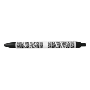 Letter W Middeleeuwse Monogram Art Nouveau Zwarte Inkt Pen