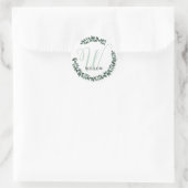 Letter W Monogram Aangepaste naam Minimalist Botan Ronde Sticker (Tas)
