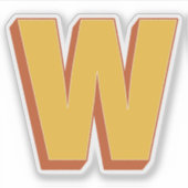 Letter W Monogram, Bold 3D Type Font Initial  Sticker (Voorkant)