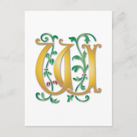 Letter W Monogram Briefkaart (Voorkant)