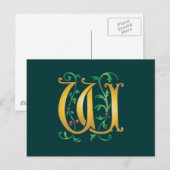 Letter W Monogram Briefkaart (Voorkant / Achterkant)