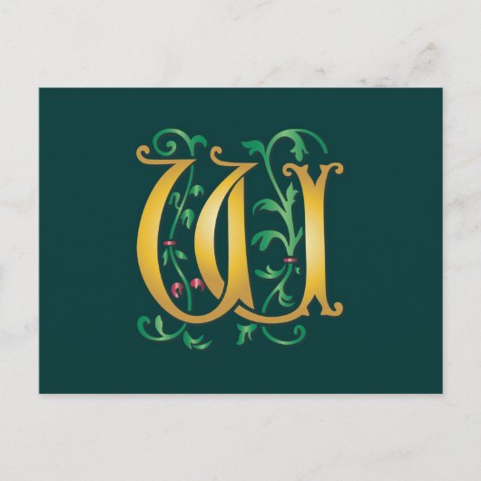 Letter W Monogram Briefkaart (Voorkant)