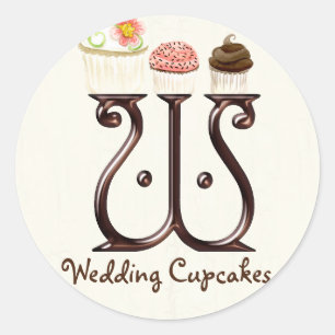 Letter W Monogram Cupcake Logo Zakelijke Stickers