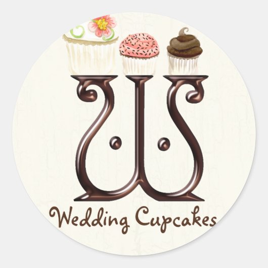 Letter W Monogram Cupcake Logo Zakelijke Stickers (Voorkant)