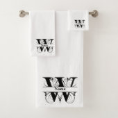Letter W Monogram Initiaal Bath Cadeset Bad Handdoek (Insitu)