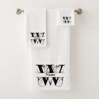 Letter W Monogram Initiaal Bath Cadeset Bad Handdoek