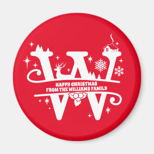 Letter W Monogram Initiaal Familienaam Greeting Magneet