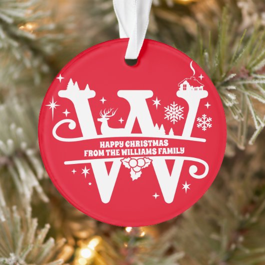 Letter W Monogram Initiaal Familienaam Greeting  Ornament (Boom)