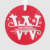 Letter W Monogram Initiaal Familienaam Greeting  Ornament (achterkant)