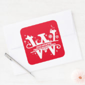 Letter W Monogram Initiaal Familienaam Greeting Vierkante Sticker (Envelop)