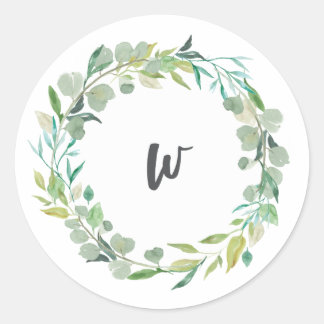 Letter W Monogram Initiaal Sticker Envelopzegel