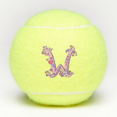 Letter W-monogram meisjes gepersonaliseerde doodku Tennisballen (Voorkant)