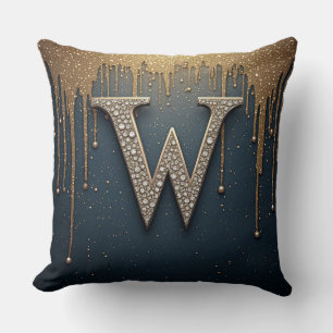 Letter W Monogram Met Diamanten Parels Kussen
