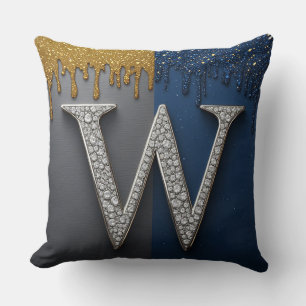 Letter W Monogram Met Diamanten Parels Kussen
