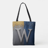 Letter W Monogram Met Diamanten Parels Tote Bag (Achterkant)