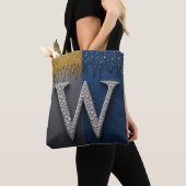 Letter W Monogram Met Diamanten Parels Tote Bag (Dichtbij)