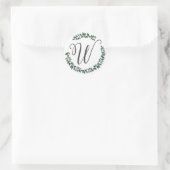 Letter W Monogram Minimalistische botanische bladk Ronde Sticker (Tas)