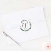 Letter W Monogram Minimalistische botanische bladk Ronde Sticker (Envelop)