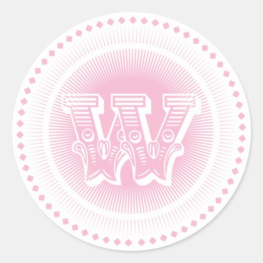 Letter W Monogram Ronde Stickers (Voorkant)