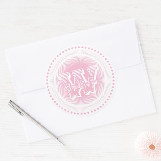 Letter W Monogram Ronde Stickers (Envelop)