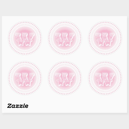 Letter W Monogram Ronde Stickers (Vel)