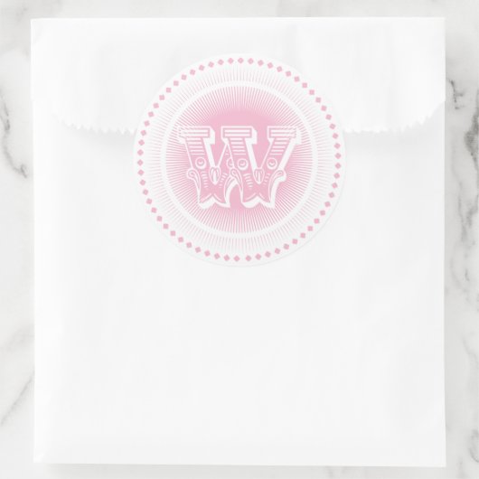 Letter W Monogram Ronde Stickers (Tas)