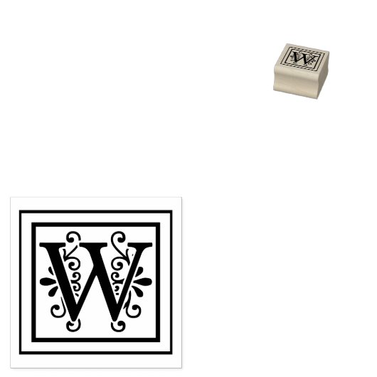 Letter W Monogram Rubberstempel (Gestempeld)