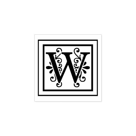 Letter W Monogram Rubberstempel (Afrduk)
