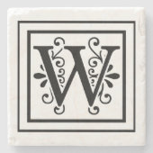Letter W Monogram Stone Onderzetters (Voorkant)