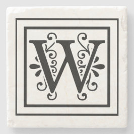Letter W Monogram Stone Onderzetters