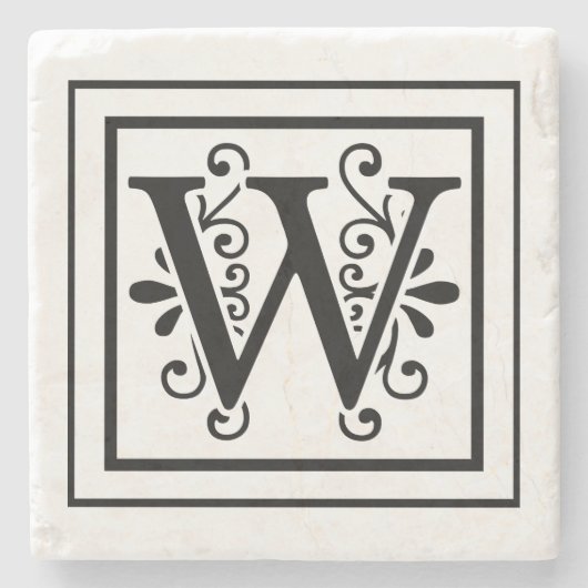 Letter W Monogram Stone Onderzetters (Voorkant)
