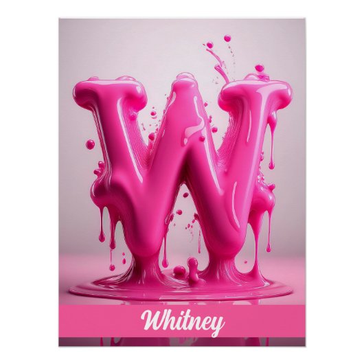 Letter W, Monogram W - Customizable Name Poster (Voorkant)