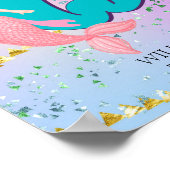 Letter W Monogram Waterverf Cute Mermaid Nursery Poster (Hoek)