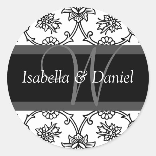 Letter W Monogram zegelmolen Ronde Sticker (Voorkant)