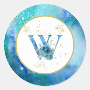 *~* LETTER W - Nautische strandenvelop Sticker