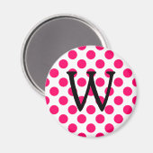 Letter W op White Pink Dots Magneet (Voorkant / Achterkant)