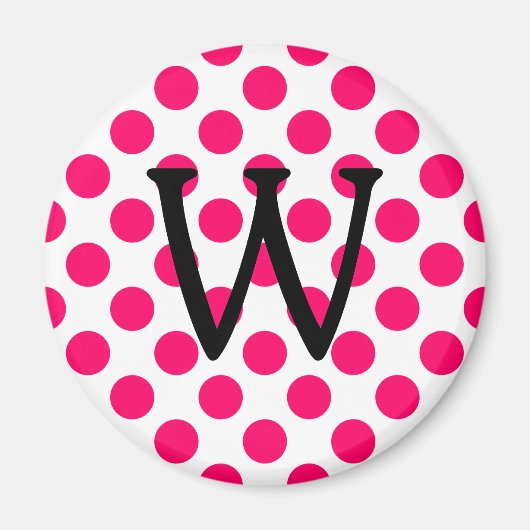 Letter W op White Pink Dots Magneet (Voorkant)
