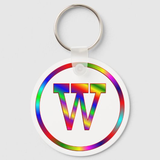 Letter W-regenboog Sleutelhanger (Voorkant)