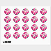 Letter W Roze Waterverf Bloemencirkel Monogram Ronde Sticker (Vel)