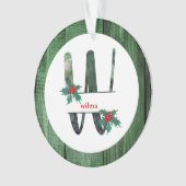 *~* Letter W Rustic Kerstmis FOTO Wood AP44 Ornament (voorkant)
