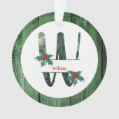 *~* Letter W Rustic Kerstmis FOTO Wood AP44 Ornament (voorkant)